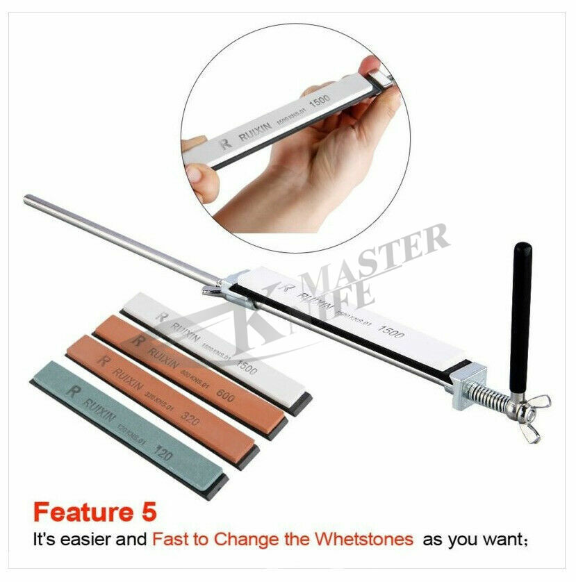 Pro Kitchen Knife Sharpener Sharpening-System Fixed Angle +4 Stone Kit