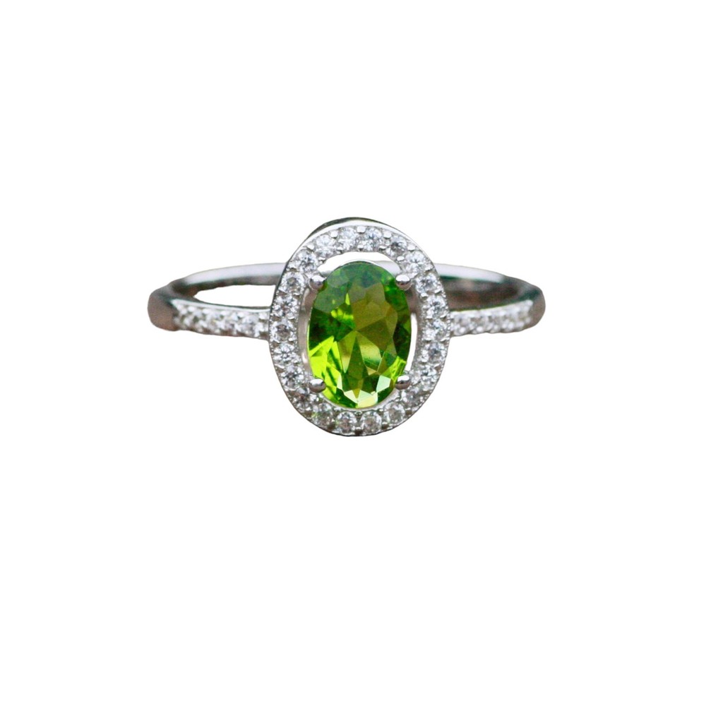 Lab Made Peridot Ring Solid Sterling Silver 925