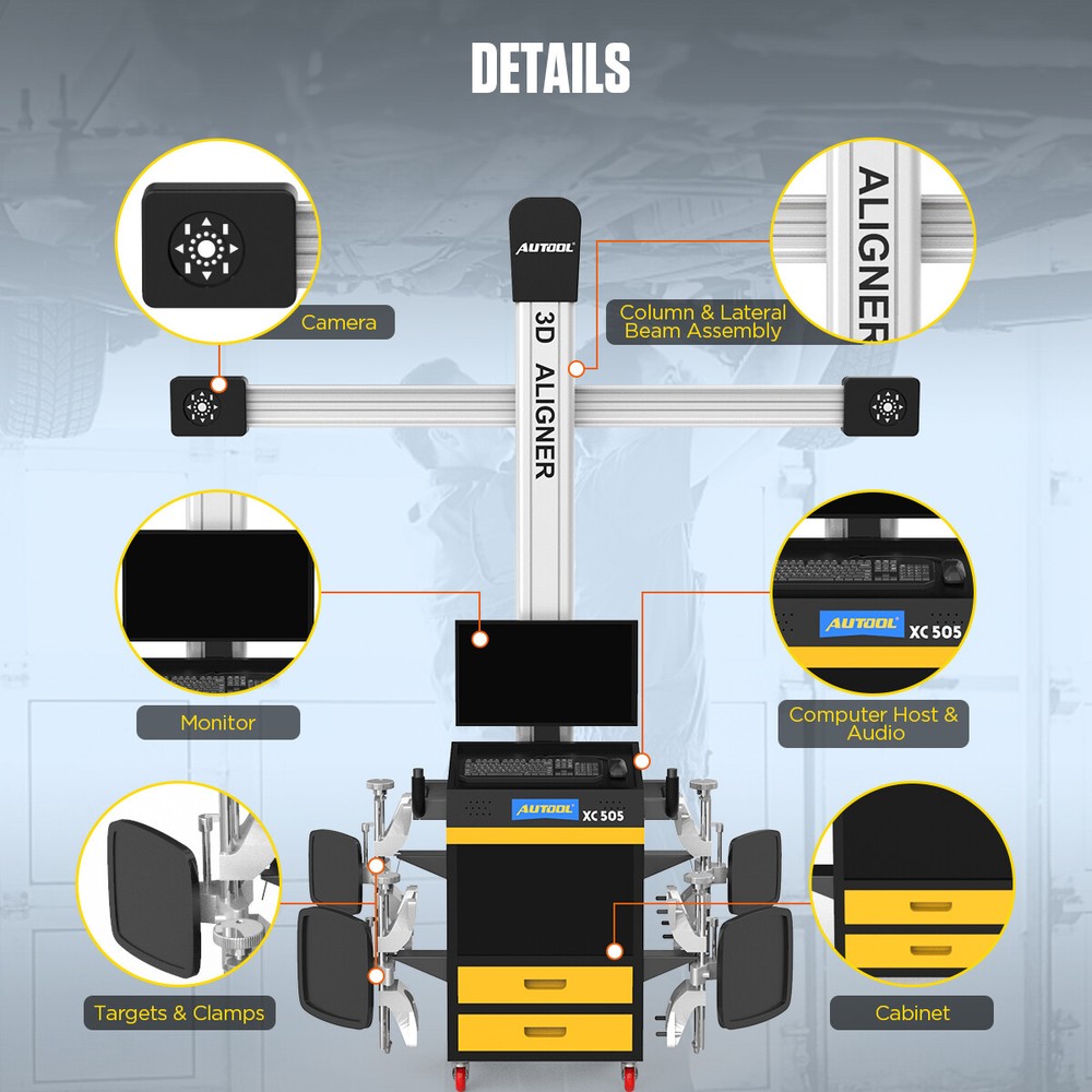 Car Wheel Alignment Machine 3D Tire Aligner System Fully Automatic Positioner