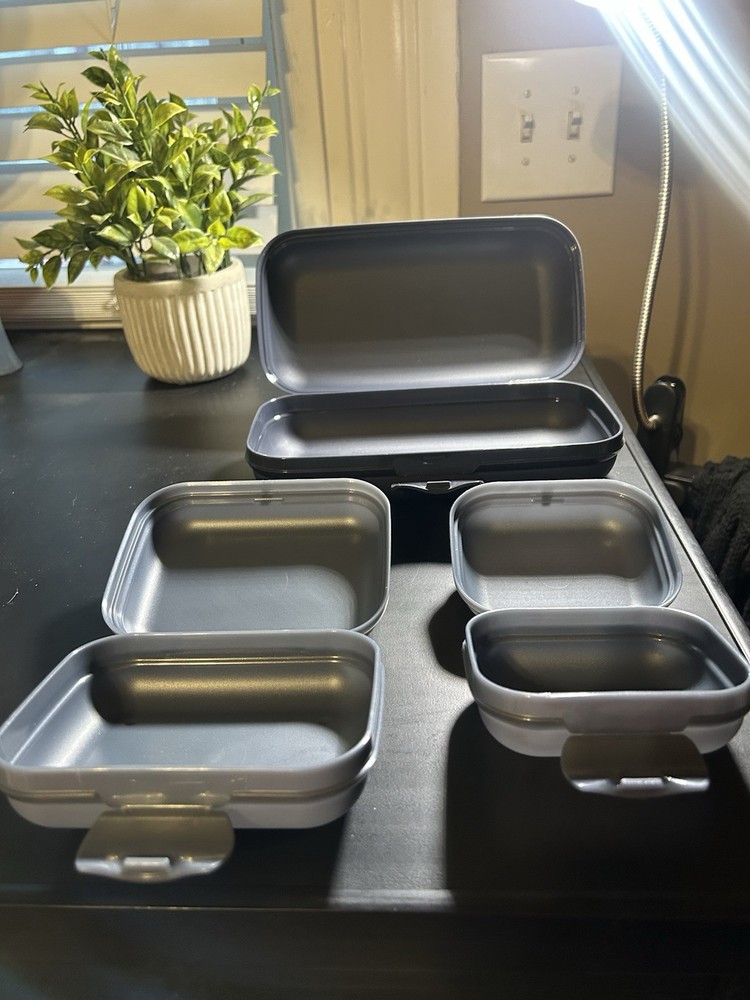 Tupperware Oyster Case Packable Containers, Hinged, Gray