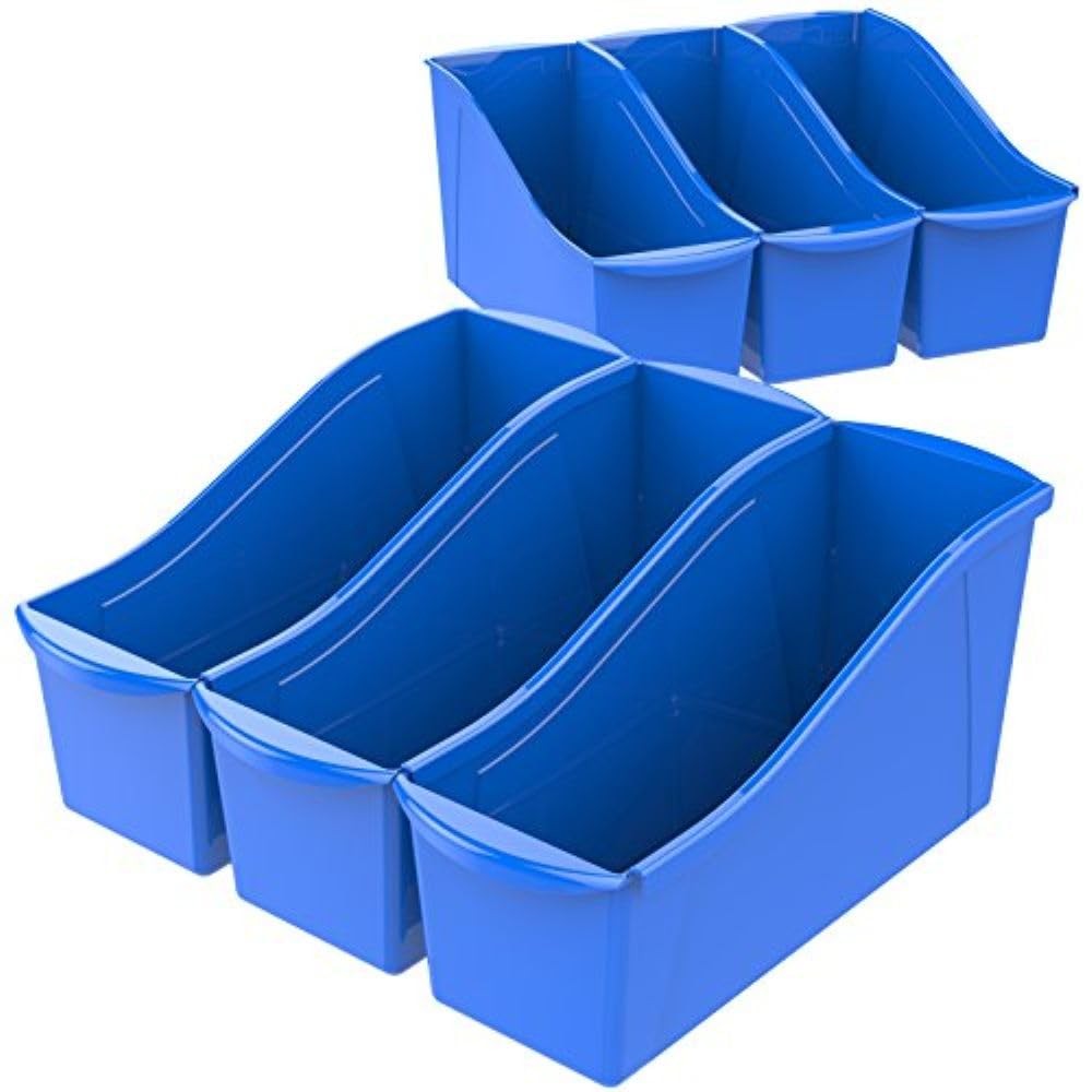 Large Book Bin, Interlocking Plastic Organizer for Home, Office and Classroom...