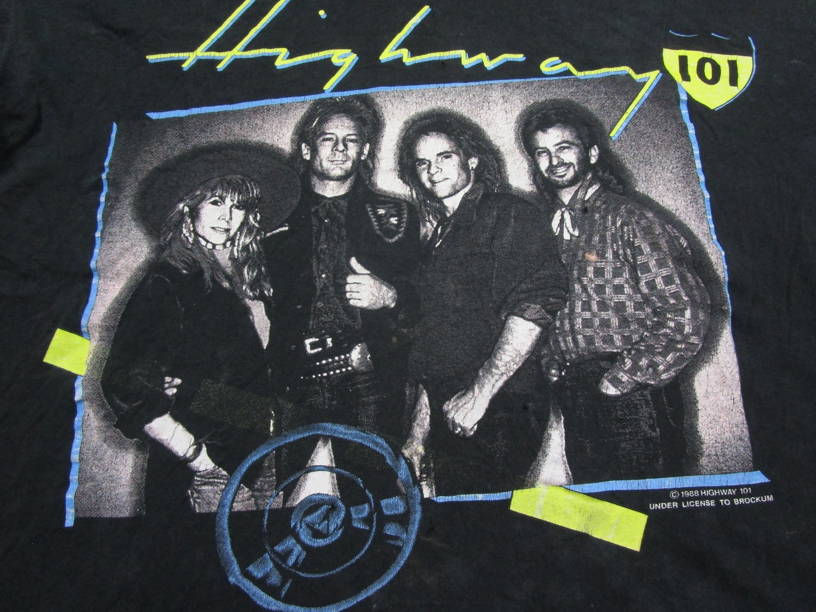 Vintage 1980s Highway 101 Band T Shirt Size (XL) Brockum Distressed Worn 1988