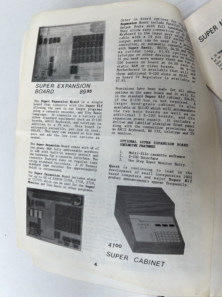 Quest Super ELF 1802 Expendable Micro Computer Accessories Catalog W Discription