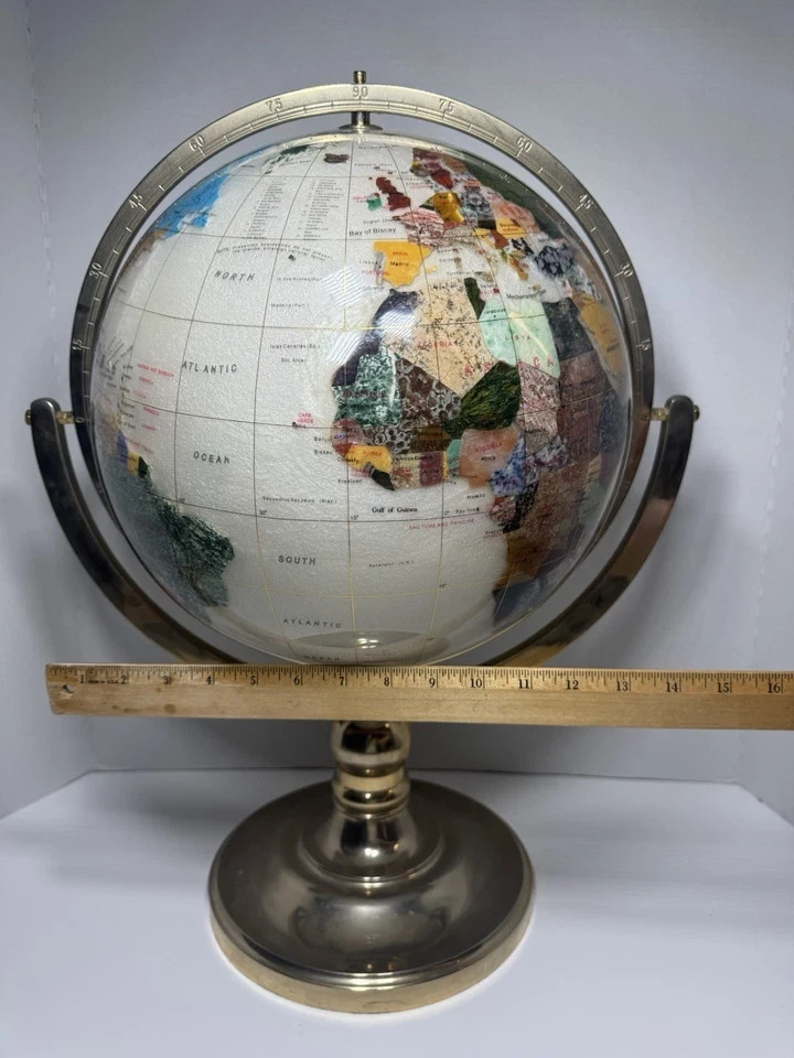 Antique World Globe Brass Stand 22"