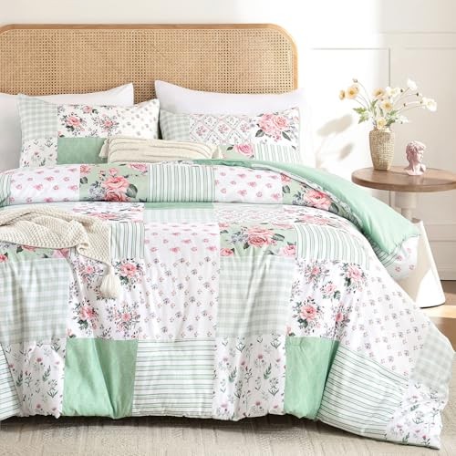 Comforter Set - Spring Floral Comforter Size Patchwork Flower Cozy Twin Green
