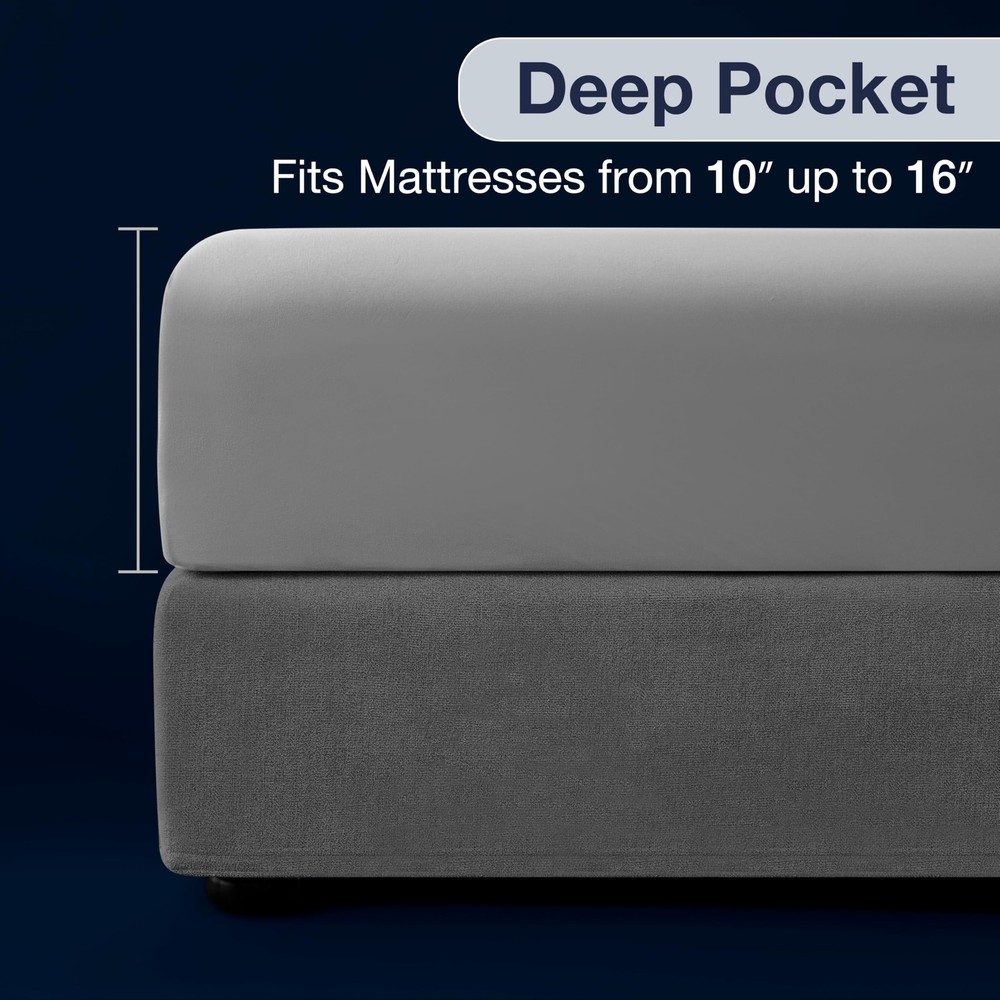 Full Sheets Set 6 Piece Cooling Bed Sheets with 4 Envelope Pillowcases Soft M...