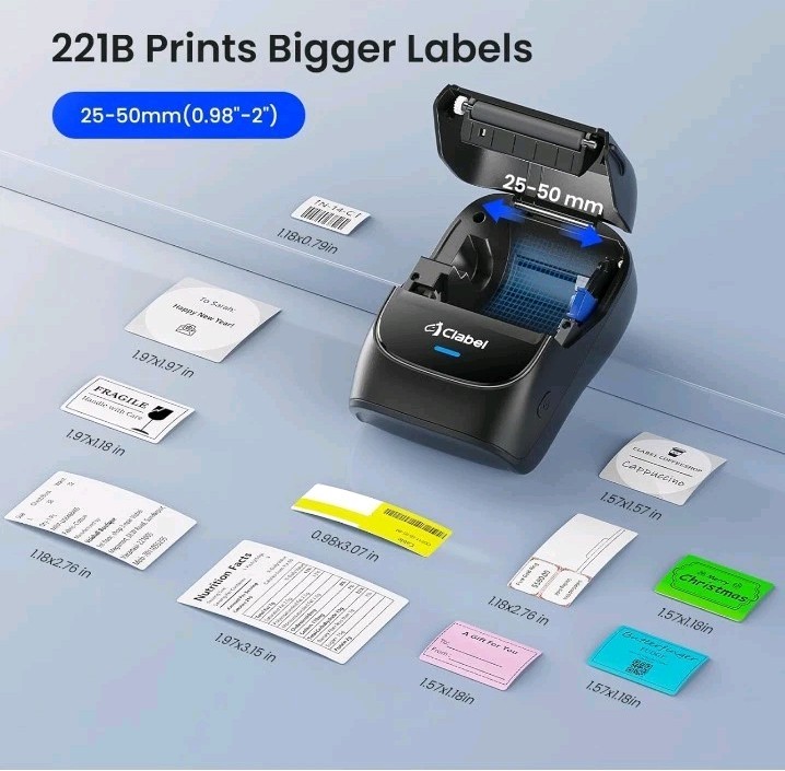 CLABEL 221B Label Maker Machine with Tape, 2 Inch Thermal Label Printer,