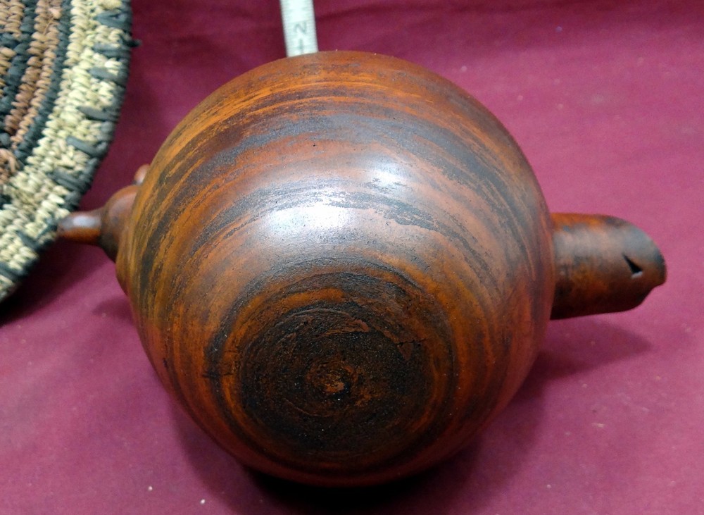 Hand Made Pottery Pitcher and Handwoven Basket