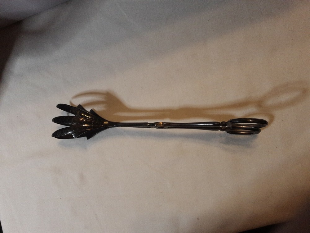 COOPER BROS & SONS Silverplate BIRDCLAW SALAD TONGS 8.5"