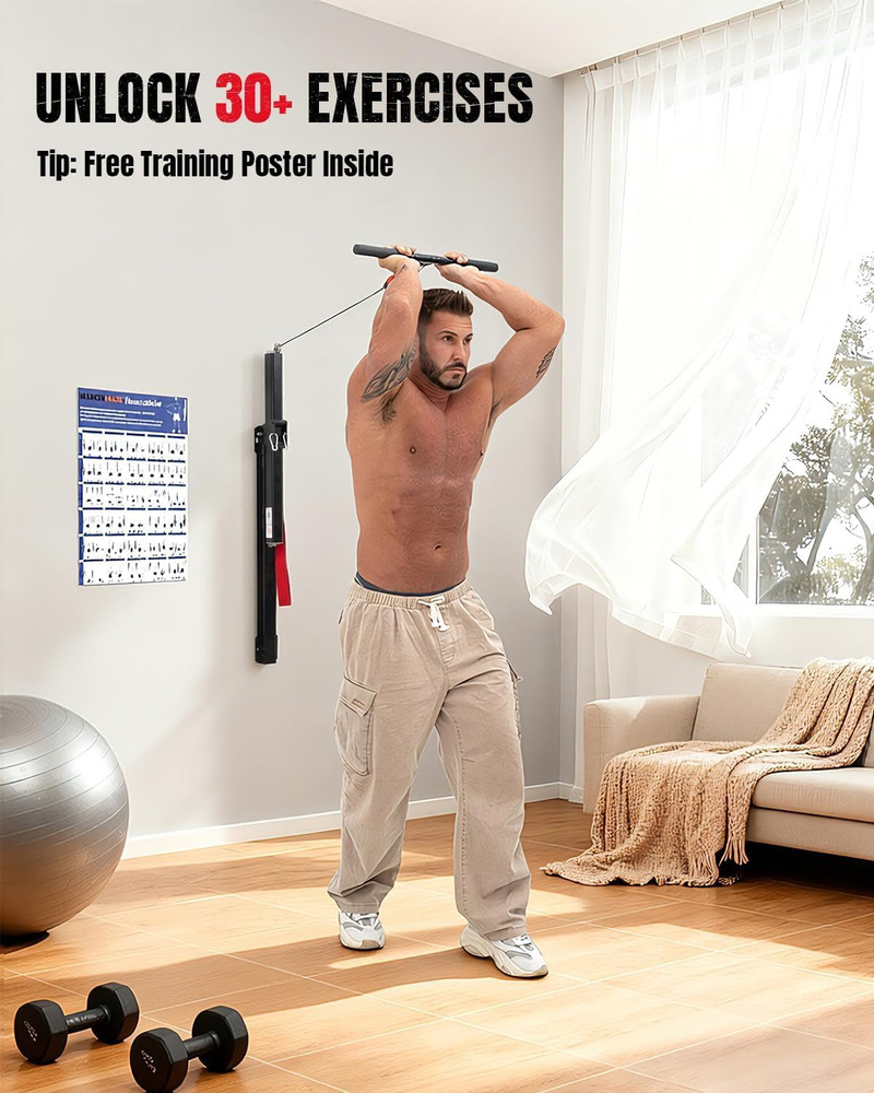 Cable Machine Home Gym, Wall-Mount Exercise & Workout Equipment with Adjustable