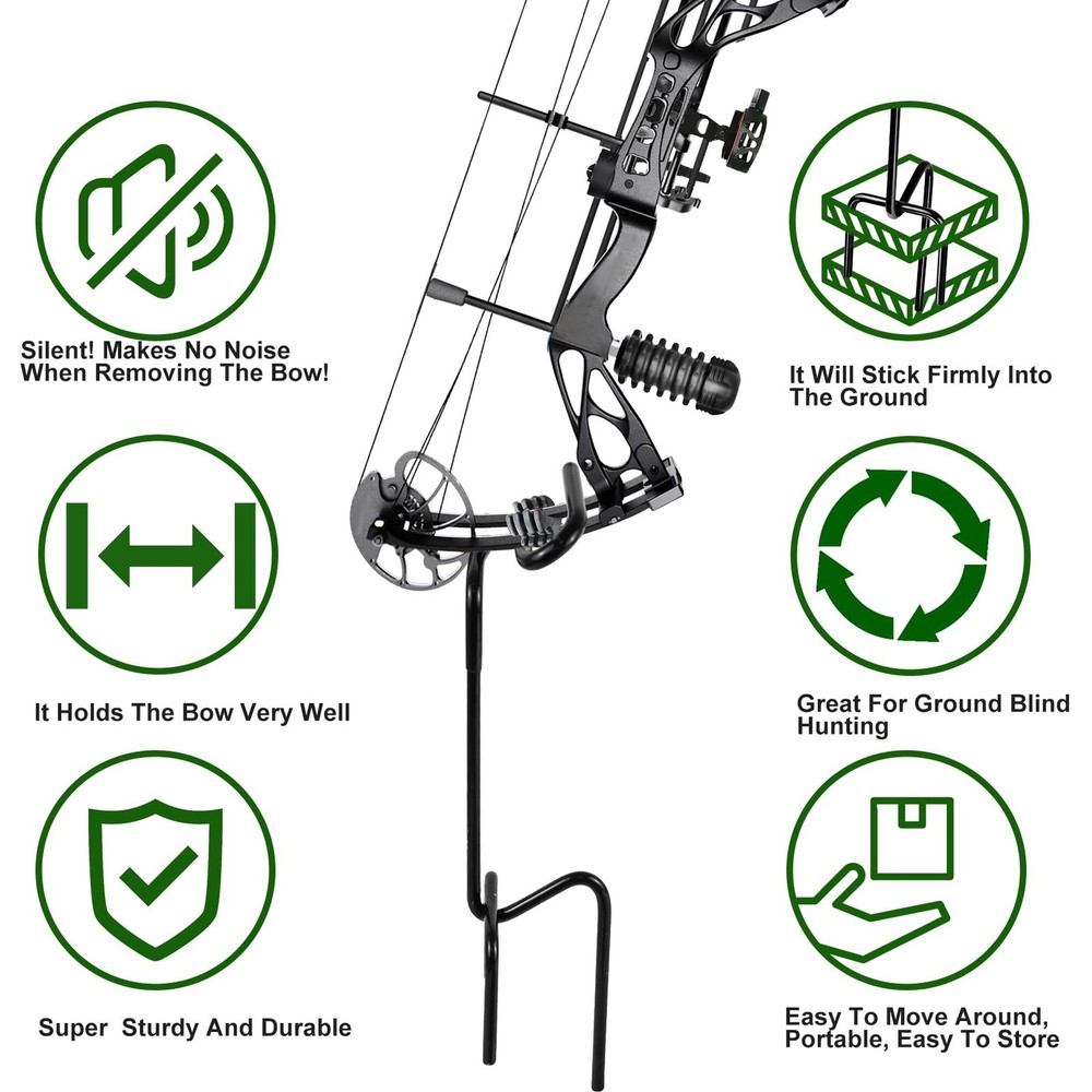 Ground Blind Bow Holder Stake Rubber Coated Archery Bow Stand