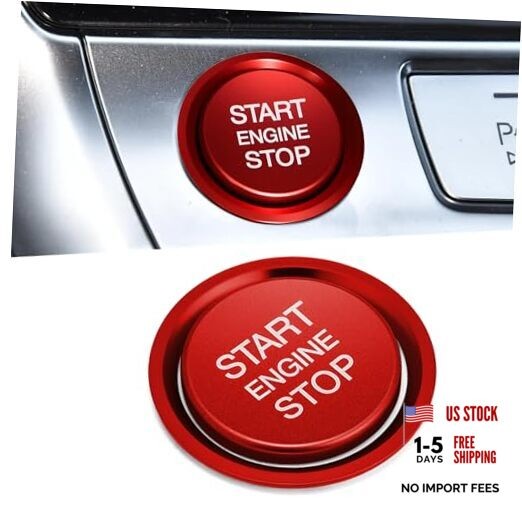 Car Push Start Button Cover, Start Stop Button Cover, Aluminum Auto Key Red