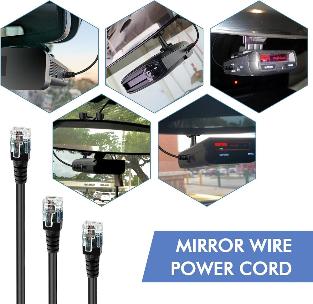 Radar Detector Hardwire Power Cord, Rearview Mirror Plug Cable,With Inline Fuse