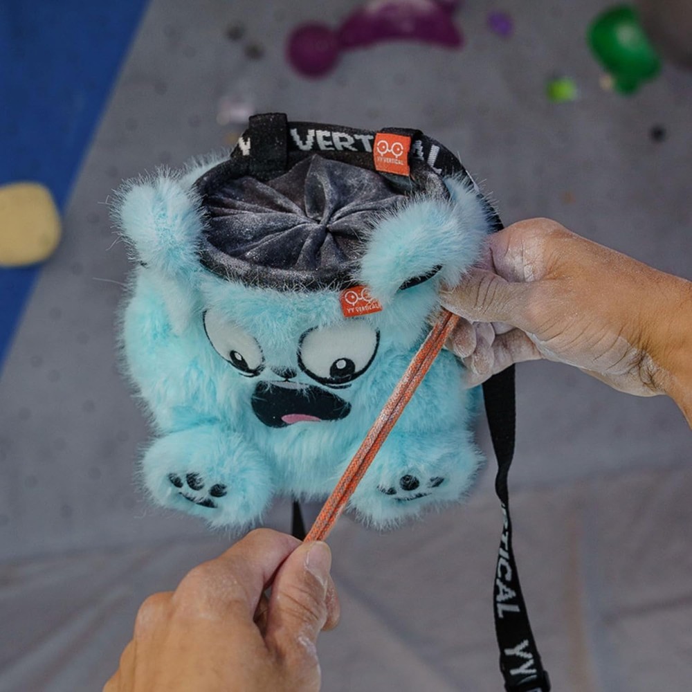 Turquoise Bear Rock Climbing Chalk Bag with Adjustable Belt & Drawstring Closure