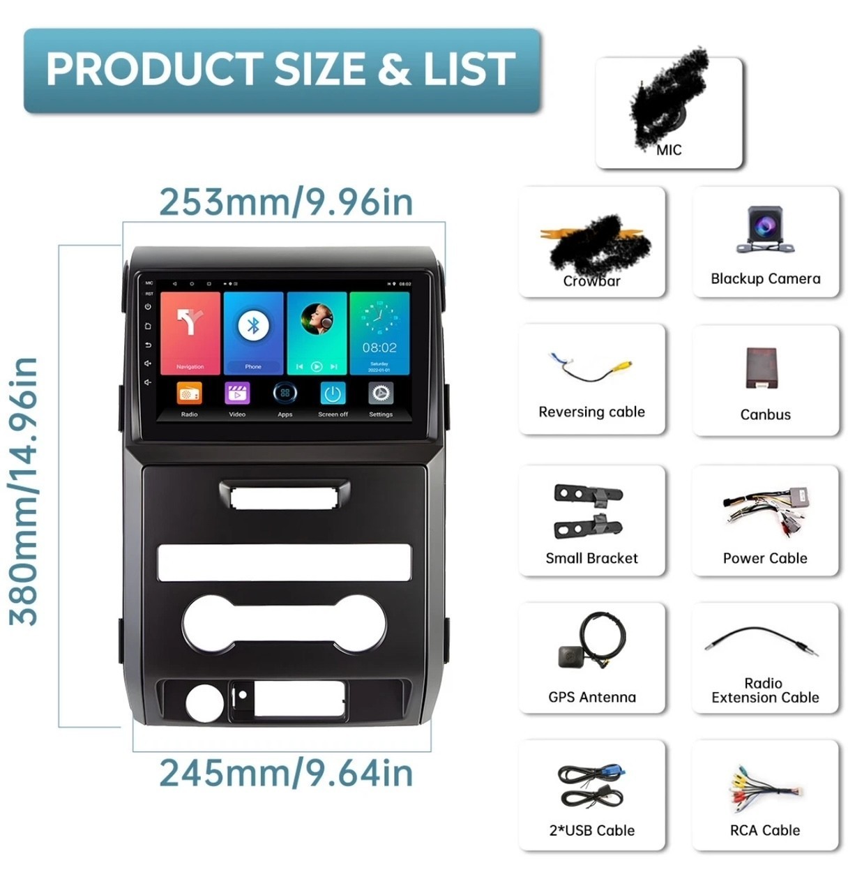 Ford F150 2009-2014 Apple Carplay Android 14 4+32G Car Stereo Radio HEAD UNIT B