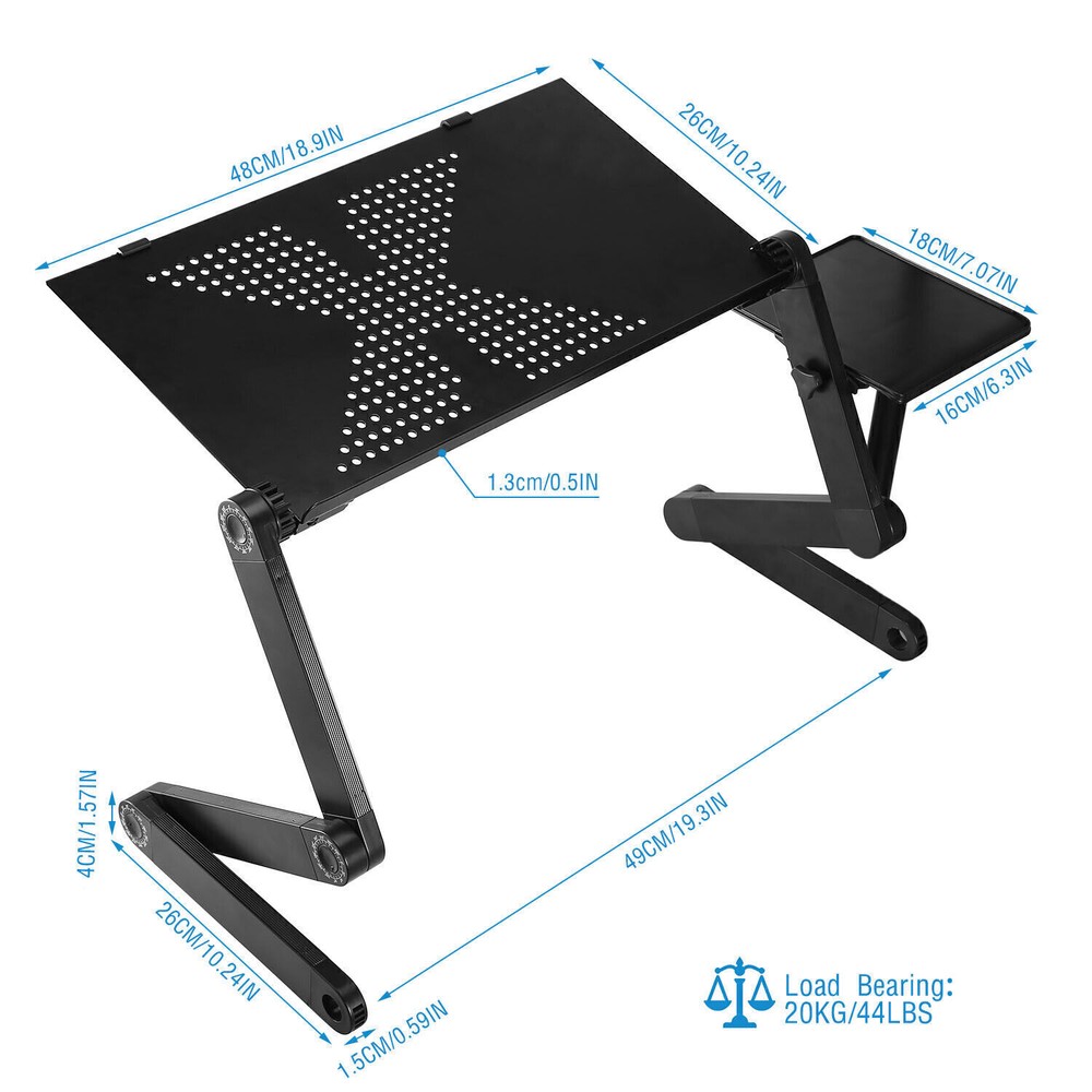 Laptop Cooling Desk Table 360°Adjustable Bed Sofa Notebook Stand Heavy Duty Tray