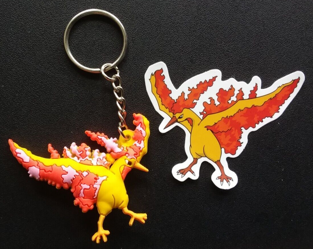 Pokemon Moltres Keychain and Sticker