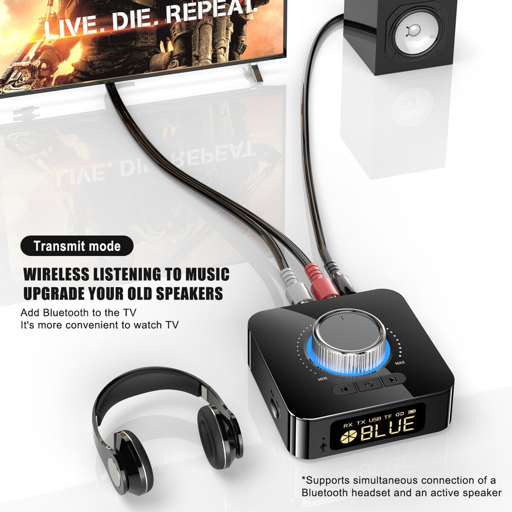 LED Digital Bluetooth 5.0 Receiver Transmitter Stereo AUX RCA USB Audio Adapter