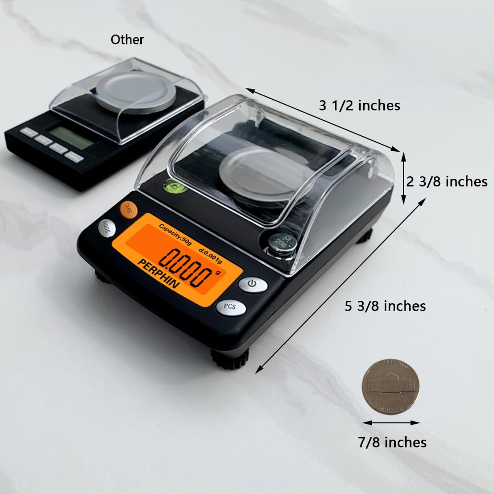 Milligram Scale, Dual Powered, Large Display, Mg Scale, Adjustable Feet, 50G X 0