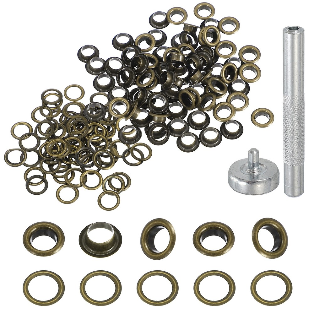80Set Grommets Eyelets Kit 6mm Copper Eyelets with Setting Tool Bronze