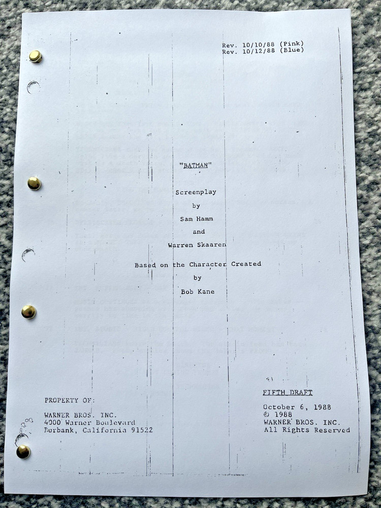 Batman (1989) Film Screenplay / Script. Michael Keaton, Jack Nicholson.