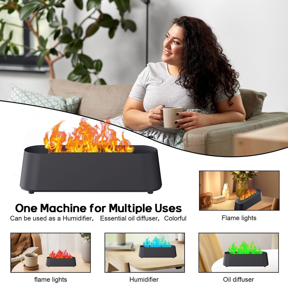 Fireplace Flame Diffuser, Aromatherapy Essential Oil Diffuser, 80ml Cool Mist...