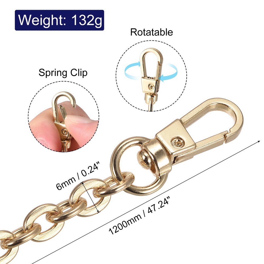 47"x0.24" Purse Chain Strap, 2Pcs Purse Handle Shoulder Replacement Strap(Gold)