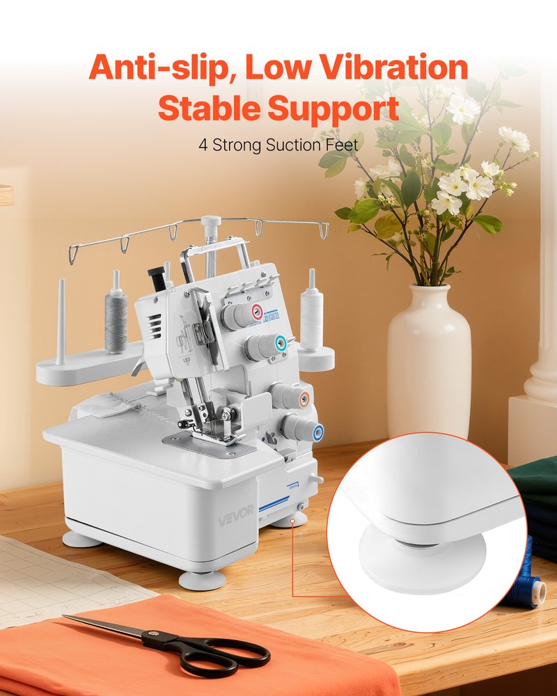 VEVOR Serger Sewing Machine Overlock Machine 1250 SPM 3 and 4 Thread Capability