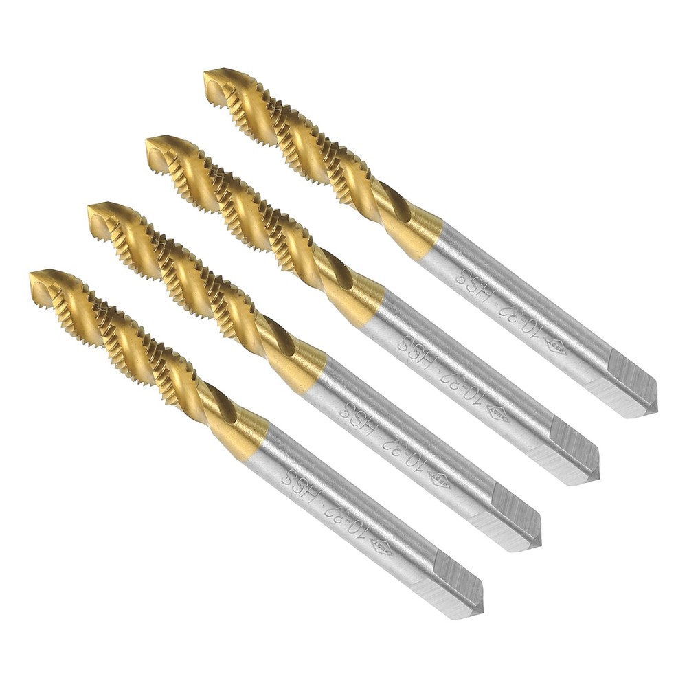 4 Set Spiral Flute Thread Taps 10-32 UNF H2 Screw Threading Tap Titanium Coated