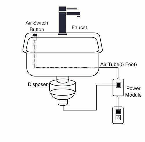 Kitchen Garbage Disposal Sink Top Air Switch Kit Brushed Single Outlet US Plug