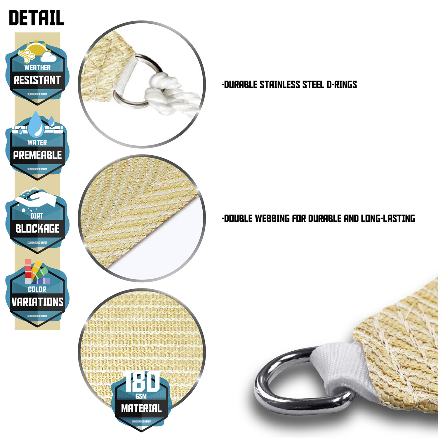 12-28' Sun Shade Sail Canopy Right Triangle Beige UV Sunshade Yard Deck Outdoor