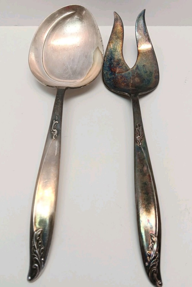 Vintage Holmes & Edwards Serving Meat Fork Spoon Deepsilver IS 1950s
