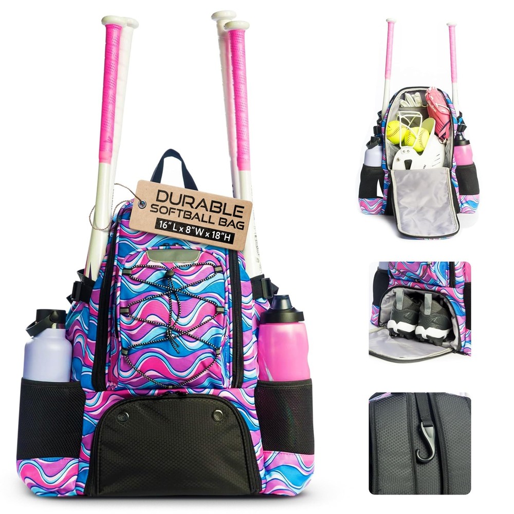 Softball bag with Separate Cleat Compartment - Durable Baseball Equipment Bag...