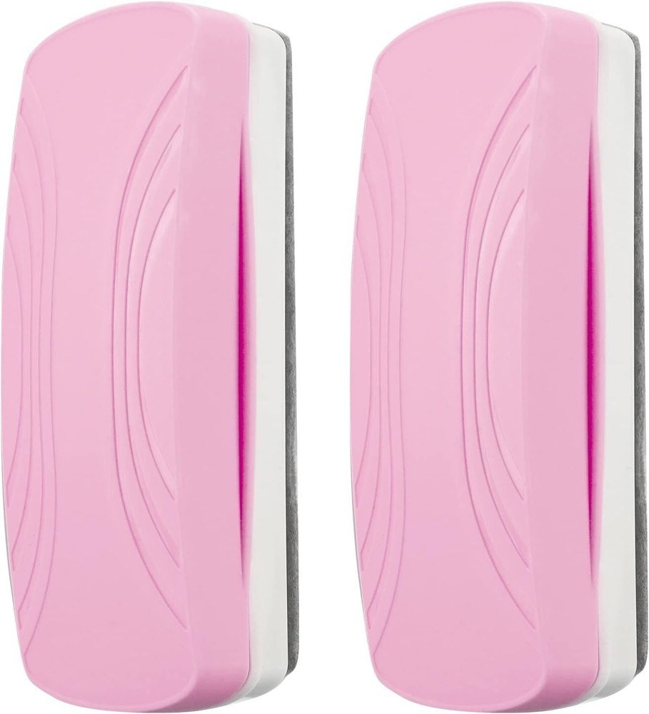 High-Quality Magnetic Pink Whiteboard Erasers - 2 Pack with Replaceable Felt