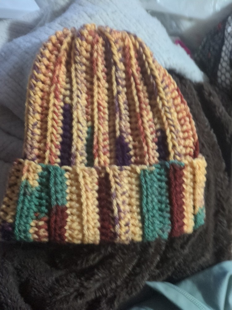 Multicolor Crochet Hat One Size Handmade