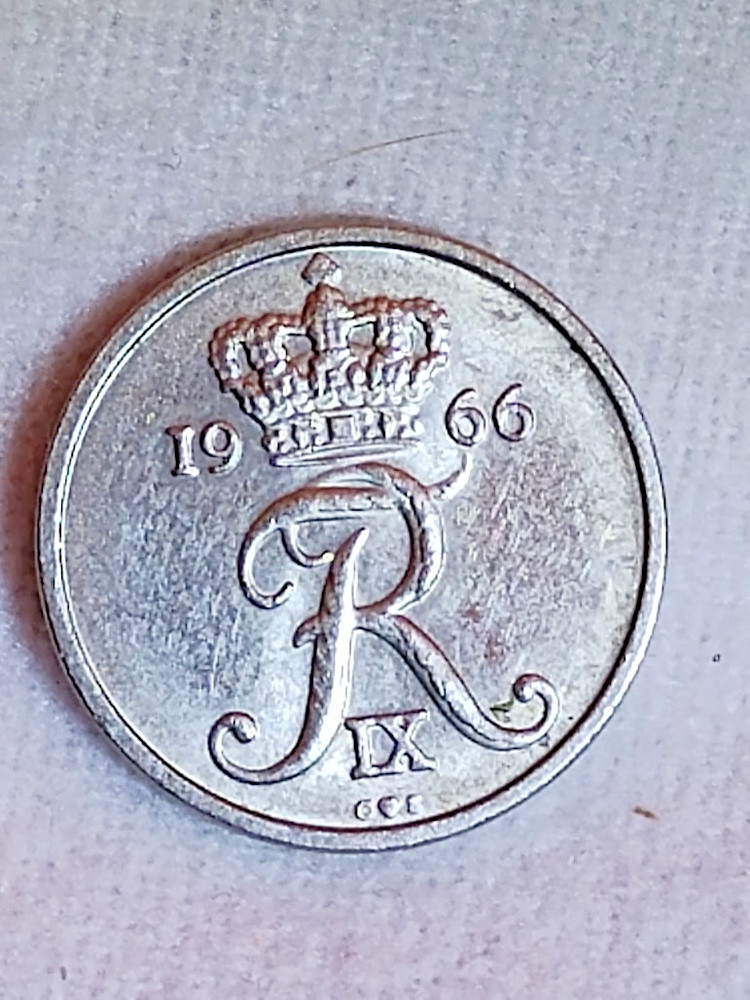 1966 Denmark 10 Ore Excellent Condition