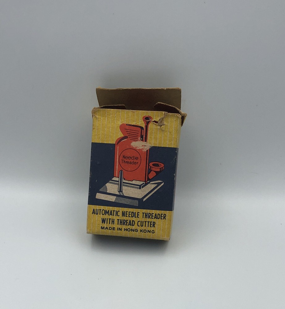 Vintage Automatic Needle Threader with Thread Cutter in Yellow Box Hong Kong