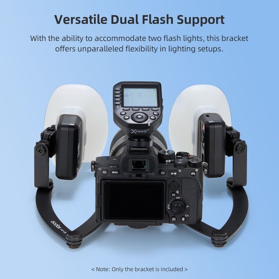 GODOX MF-DB Flexible Flash Bracket for MF12 with Dual Flash Mount 360°Rotatable