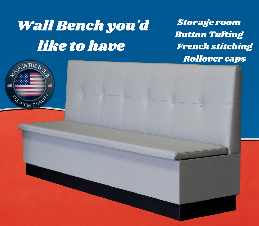 High Quality Restaurant Wall Bench Tufted back 42" high back with storage room