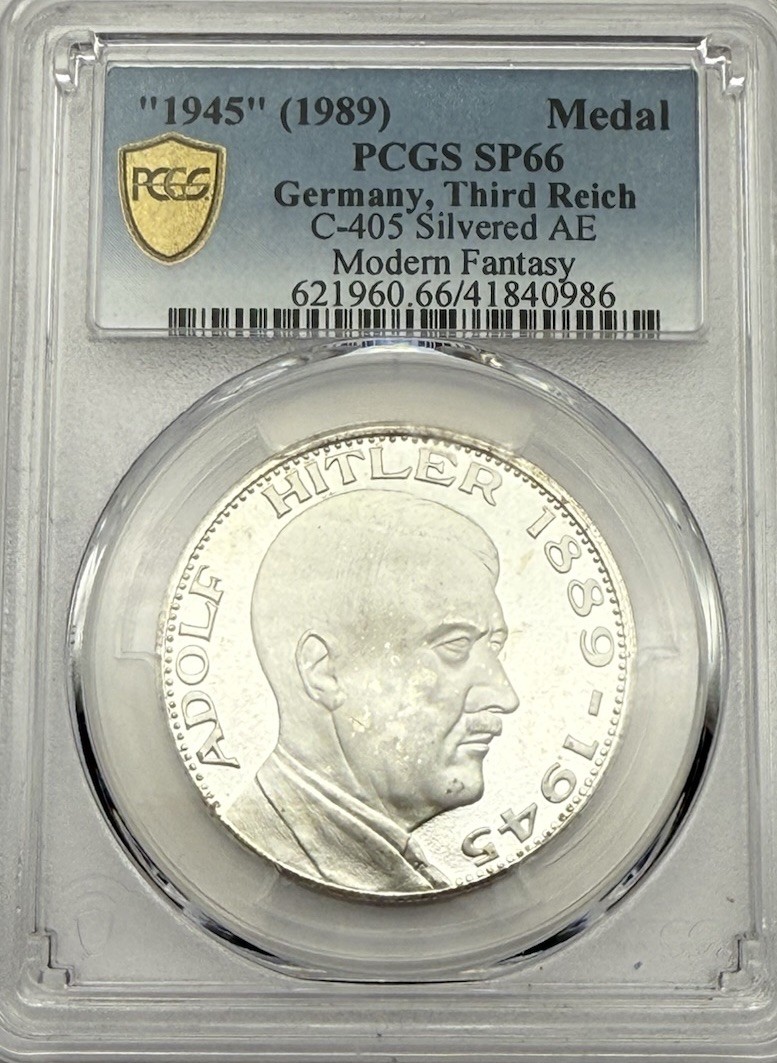 1945 (1989)-Germany Third Reich Silvered Medal, C-405, PCGS SP 66-Fantasy Issue