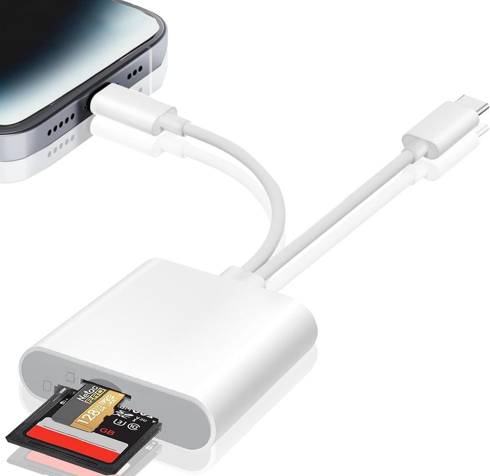 SD Card Reader for iPhone, iPad, USB C & Lightning Dual Connector Digital Cam...