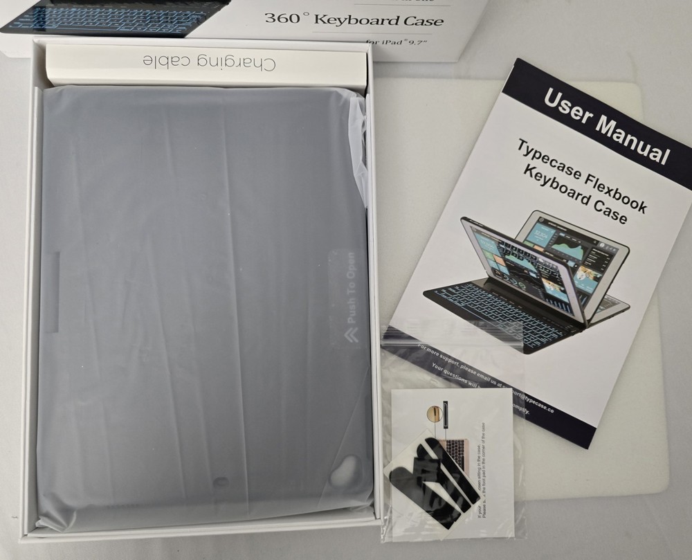 TYPECASE Flexbook 360X All In One 360° Keyboard Case iPad 9.7" Black Charging Ca