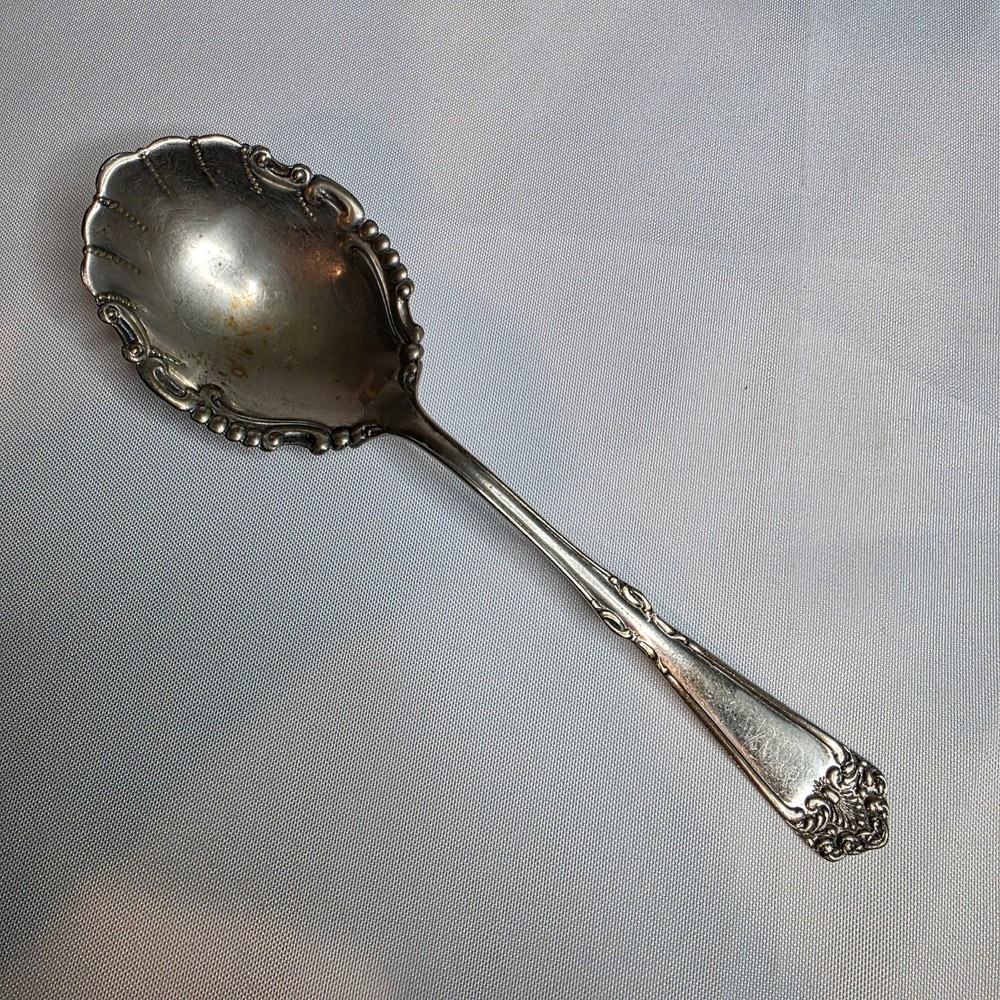 Victoria Crown Silver Co. Berry Casserole Spoon 8 5/8" Antique Sheffield A Plate