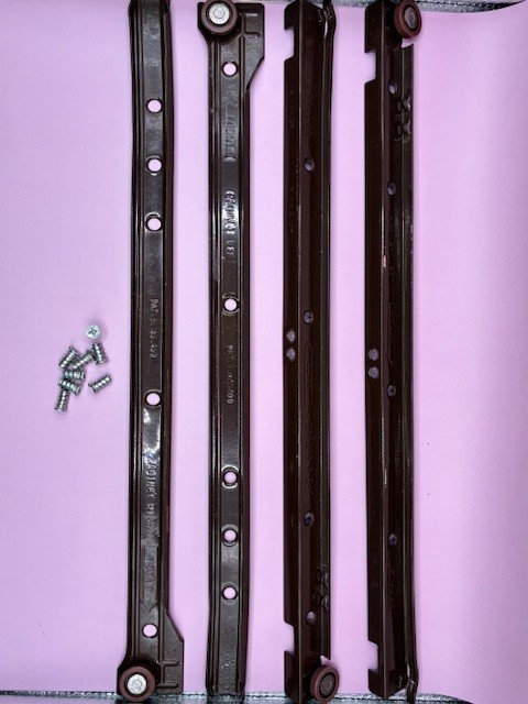 SAUDER FURNITURE DRAWER METAL SLIDES RAILS AND SCREWS, SET OF 4 EACH