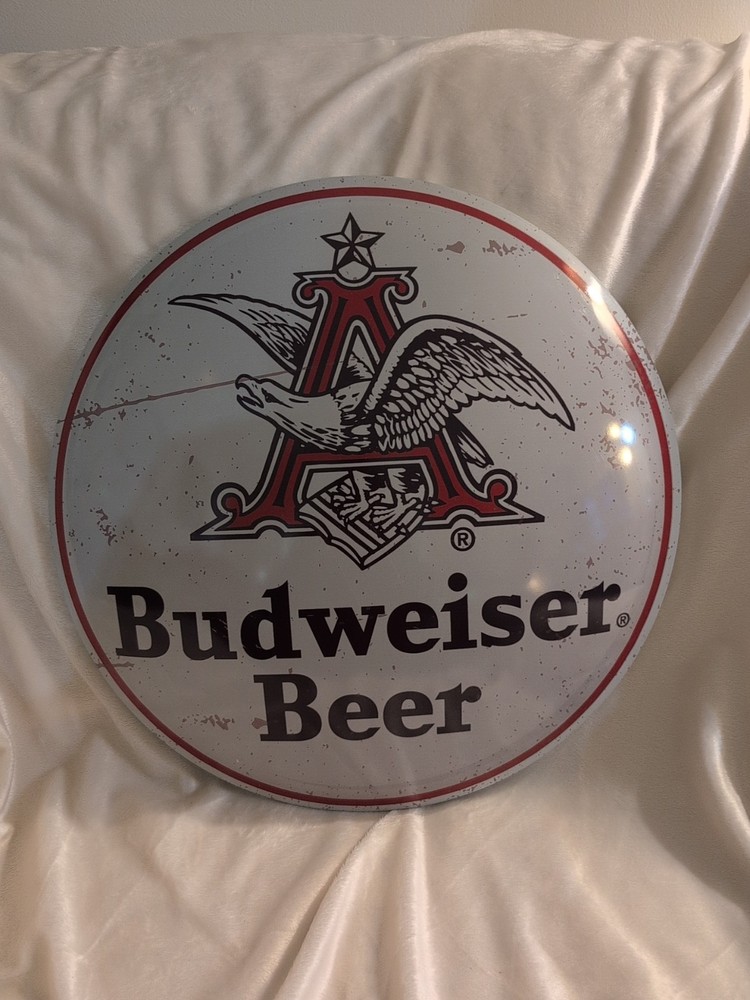 Budweiser Beer Round Metal Sign. 2016.