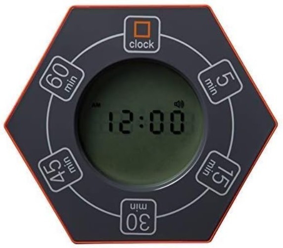 Compact Orange Pomodoro Timer with 5 Presets & Visual Alerts for Focused Work