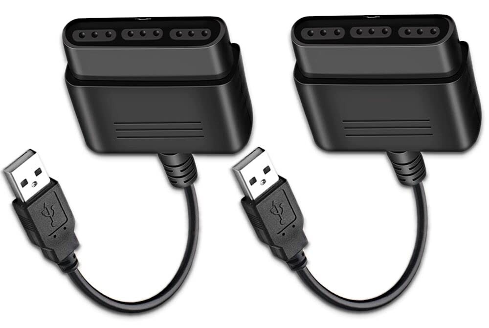 PS2 Controller to USB Adapter Converter, 2 Pack Compatible with PS1/PS2...