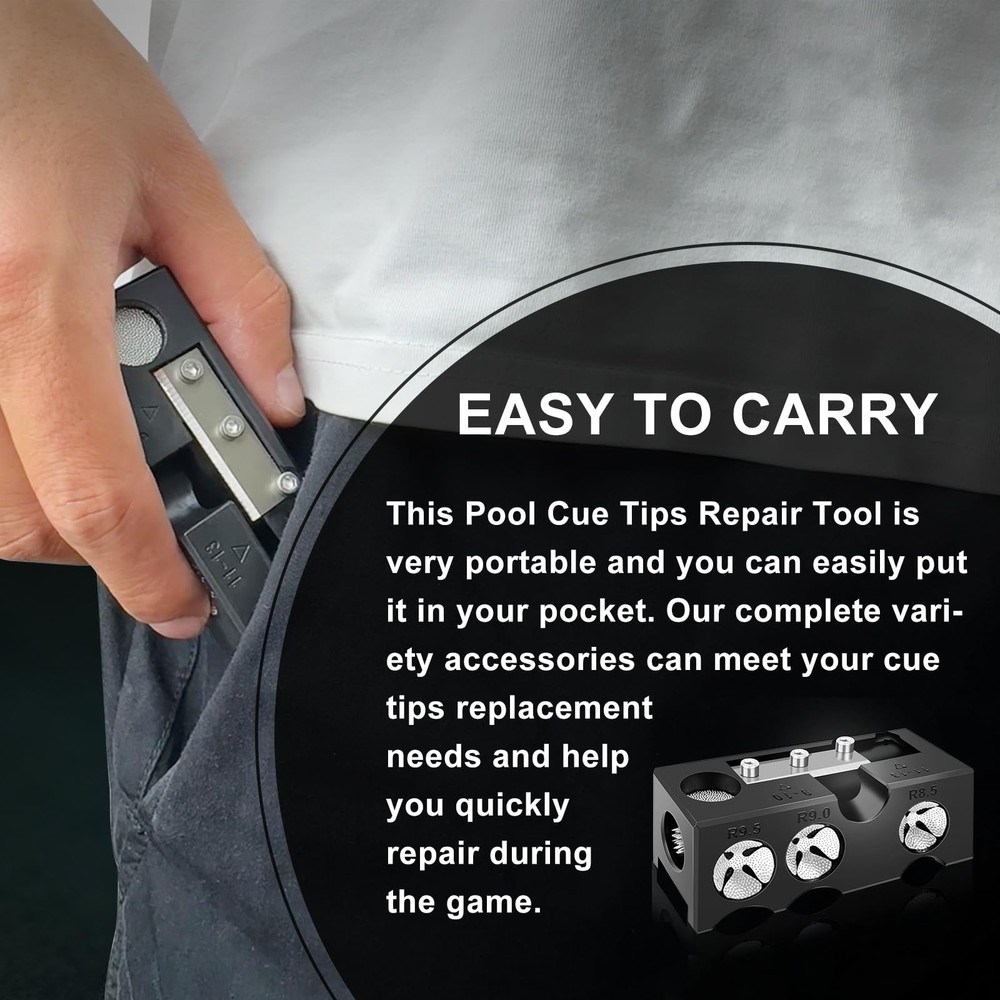 11in1 Pool Cue Tip Shaper 25 PCS Replacement Kit Ferrules Chalk Clamps Pro