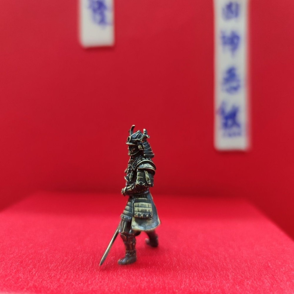 1PC Black Solid Bronze Slash Samurai Ancient Soldier Statue Piece Crafts New
