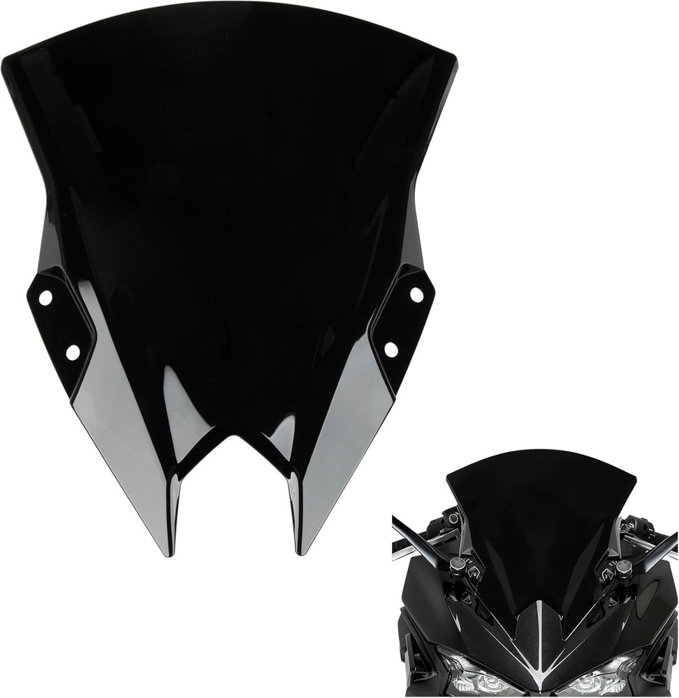 Black Windshield for Kawasaki Ninja 500 2024 2025 Plastic Deflector Windscreen